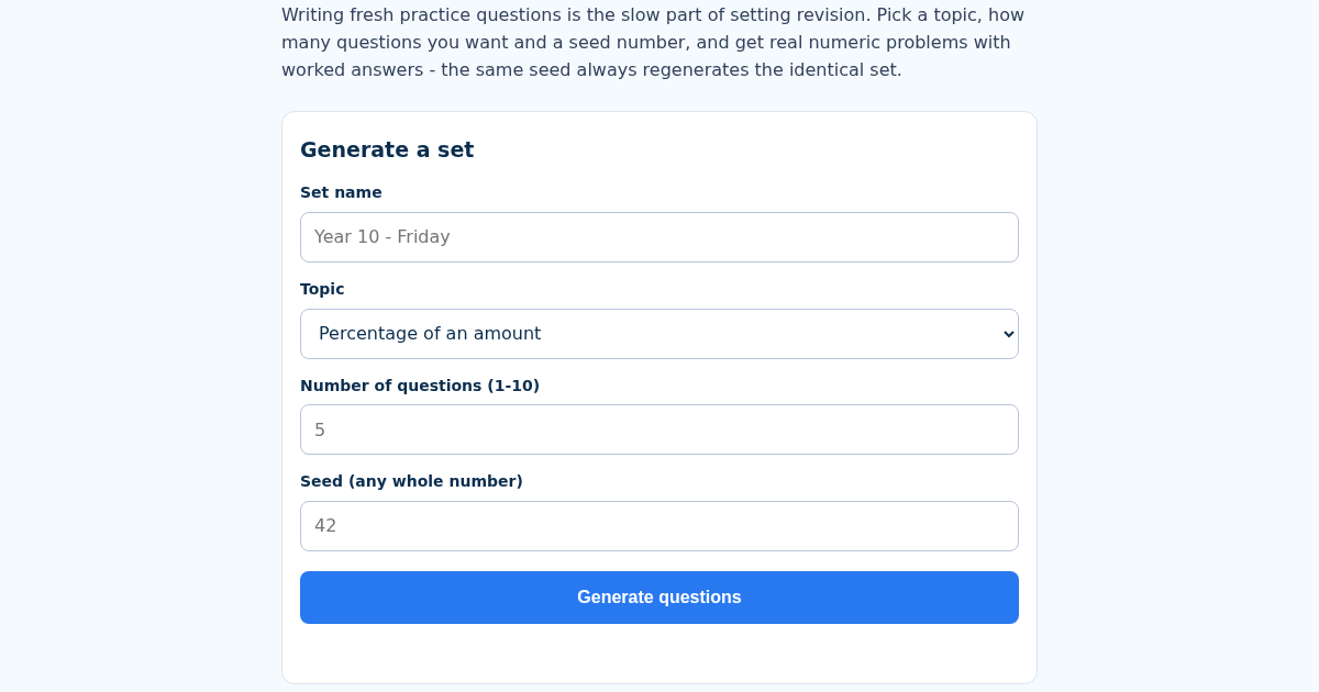 GCSEMathsGen: UK GCSE Maths Revision Question Generator